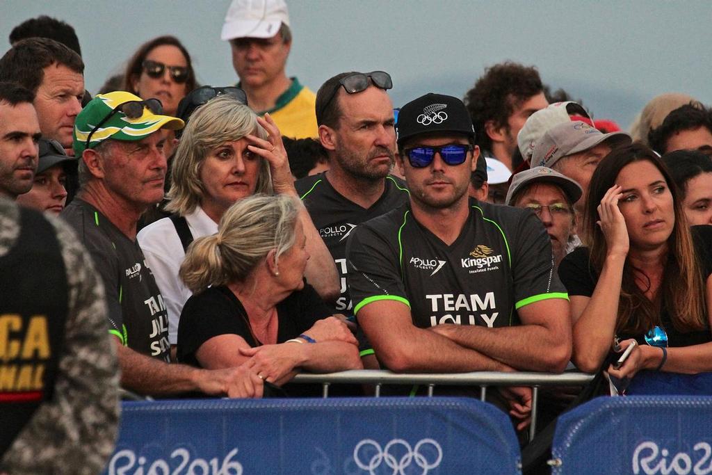 An emotional Team Jolly - parents and supporters watch Jo Aleh and Polly Powrie presented with their Silver Medals - 470 Womens Medal Presentation - 2016 Olympics © Richard Gladwell www.photosport.co.nz